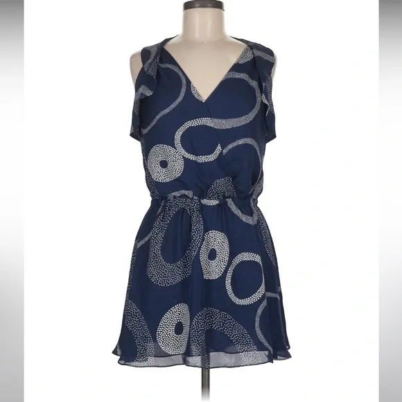 Ramy Brook Small Ciara Silk Mini Dress In Spring Navy Ramy Brook Small Ciara Silk Mini Dress In Spring Navy